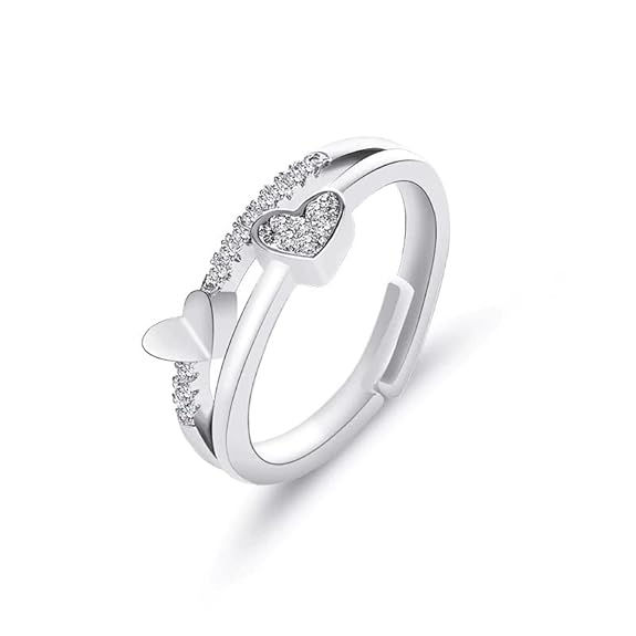 Thumbnail: Silver Adjustable Hug Ring for Women-4PC