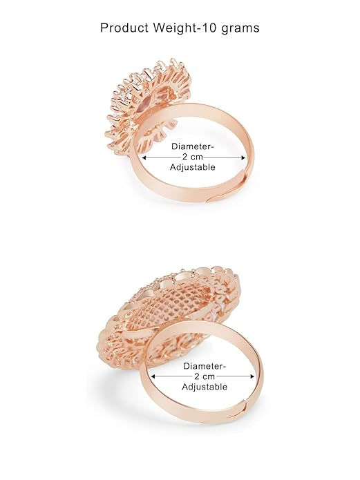 Thumbnail: Set of 2 Rose Gold Cubic Zirconia Adjustable Eternity Finger Rings
