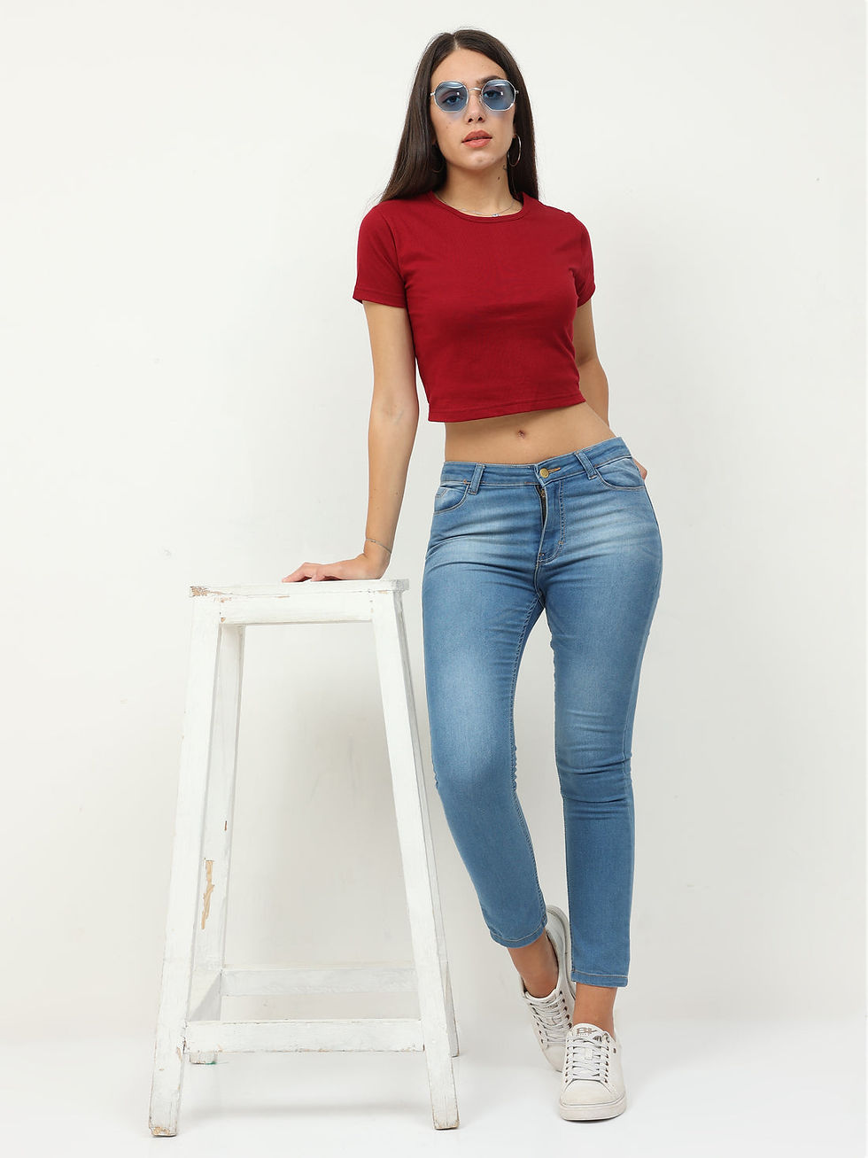 Thumbnail: Women Plain Maroon Crop Top