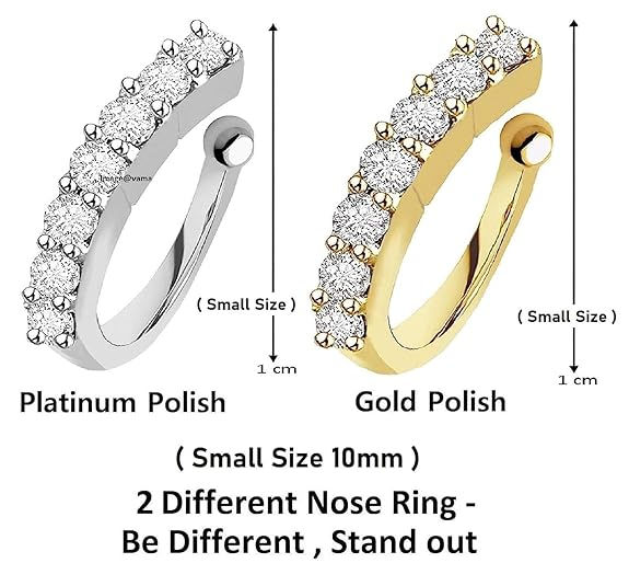 Thumbnail: Clip on Nosepin Combo 2pcs Gold & Silver