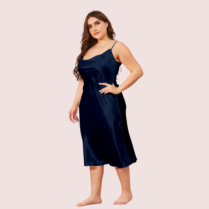 Thumbnail: 4-4XL 5XL Plus Size Satin Cowl Neck Dress