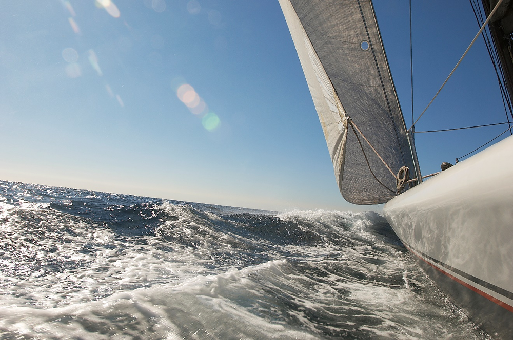 An HD cam view of a sailboat on the ocean