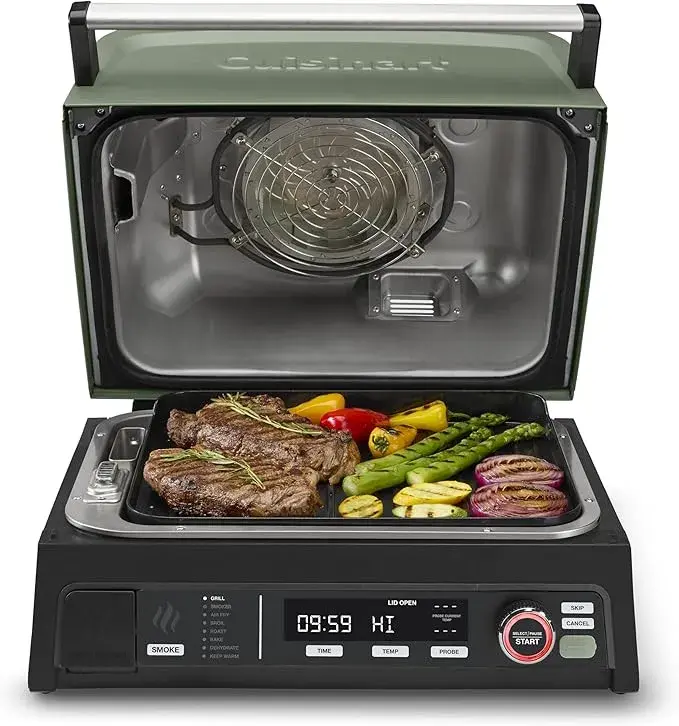 Cuisinart Outdoor Electric Grill, 8-in-1 Air Fryer/Grill/Smoker, CEG-1302