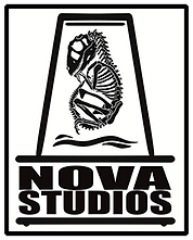 The logo of Nova Studios, featuring a small fetal theropod skeleton above the text "Nova Studios"