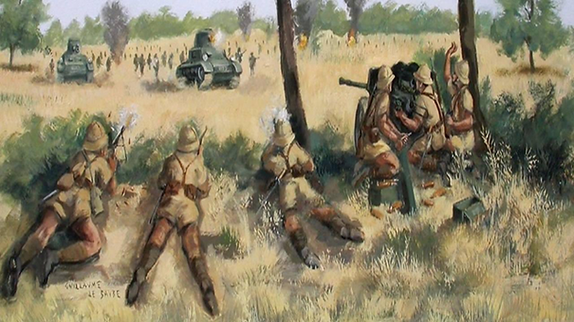 Illustration of French responding to the Thai's Vickers tanks with 25mm Anti-Tank Guns.