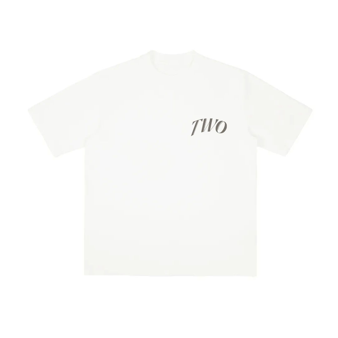 ‘TWO’ Wash Vintage Tee - White