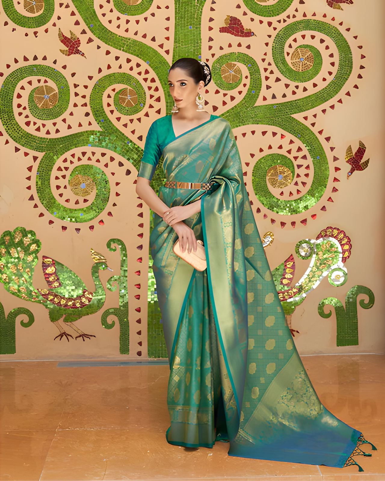 Peacock Green Silk Saree