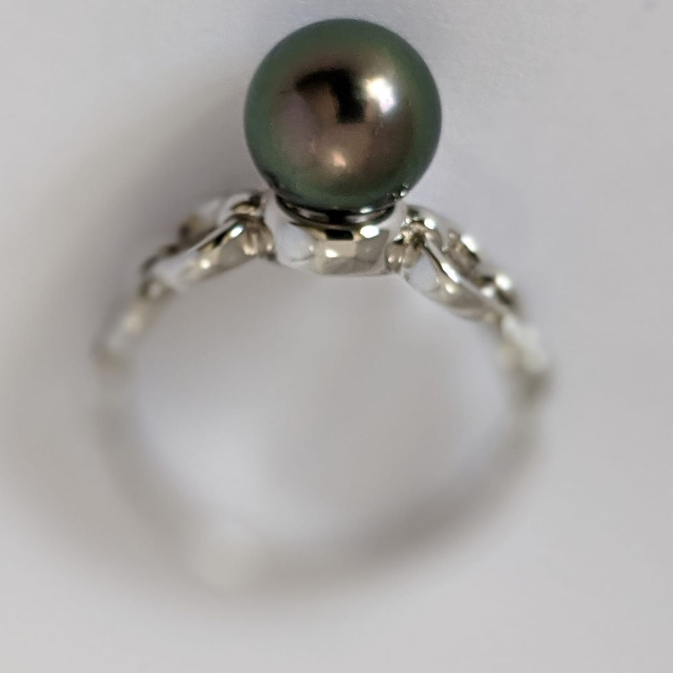 Miniature : Bague en Or gris avec perle de culture de Tahiti