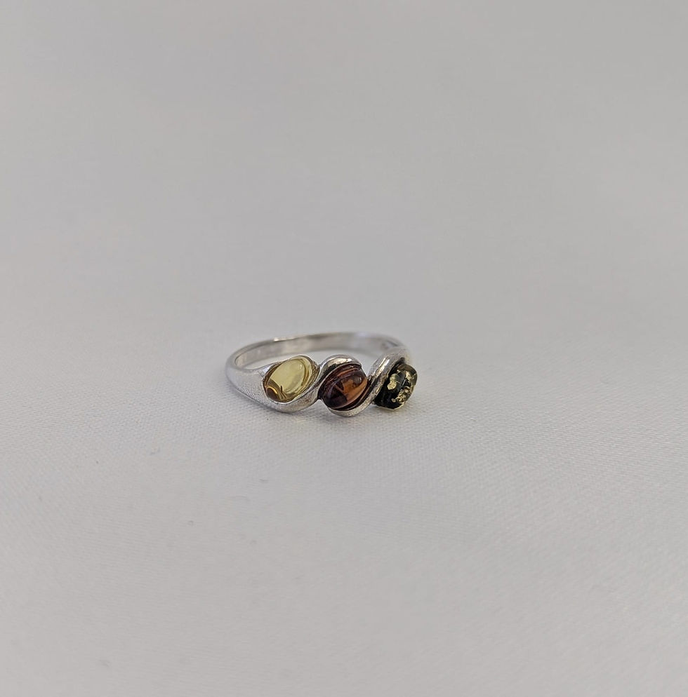 Miniature : Bague3 ambres vert et Miel entrelacées en Argent