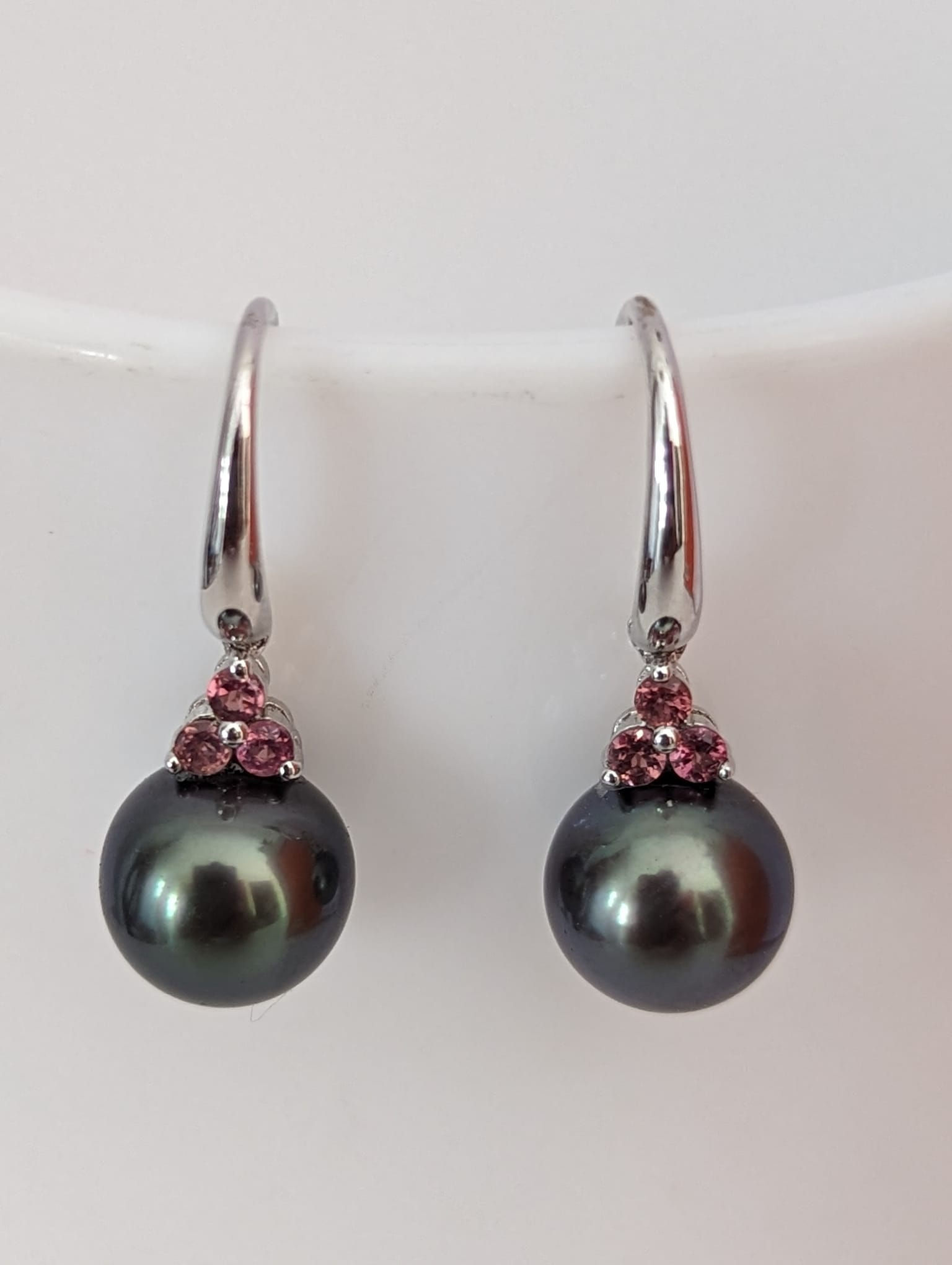 Boucles d'oreilles pendante Argent et perles de Tahiti