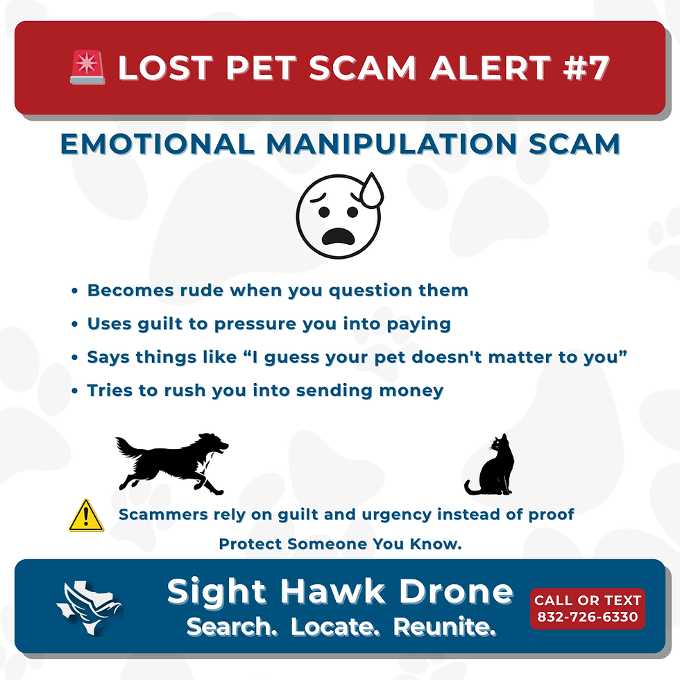 Missing pet scams use emotional manipulation and guilt to pressure owners into sending money