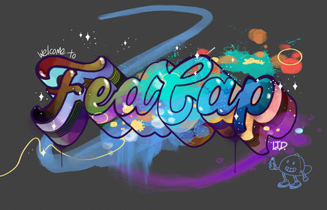 graffiti mural for office with bright colours and graphic design elements