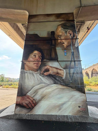 4 individual public street art murals telling the story of local hero: Creighton Hutchinson