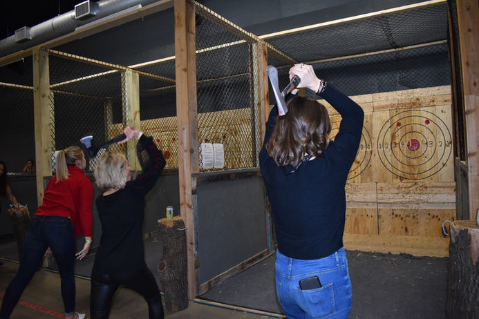 Cinnamon Creek Ranch axe throwing participants