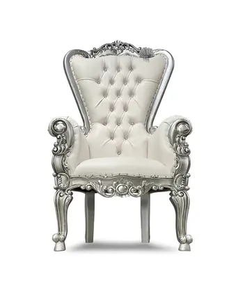 Adult - White & Silver throne chair