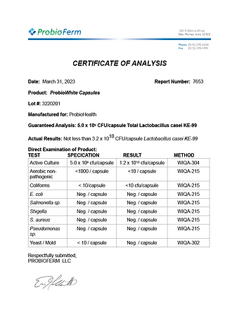 Certificate of Analysis