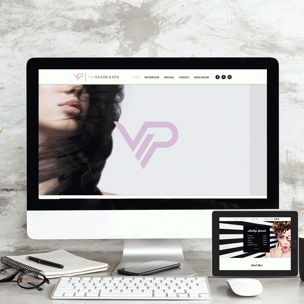 VIP Salon & Spa logo grid