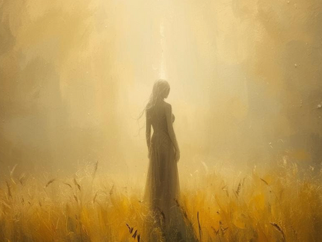 One strong image of a person surrounded by light or a soft aur