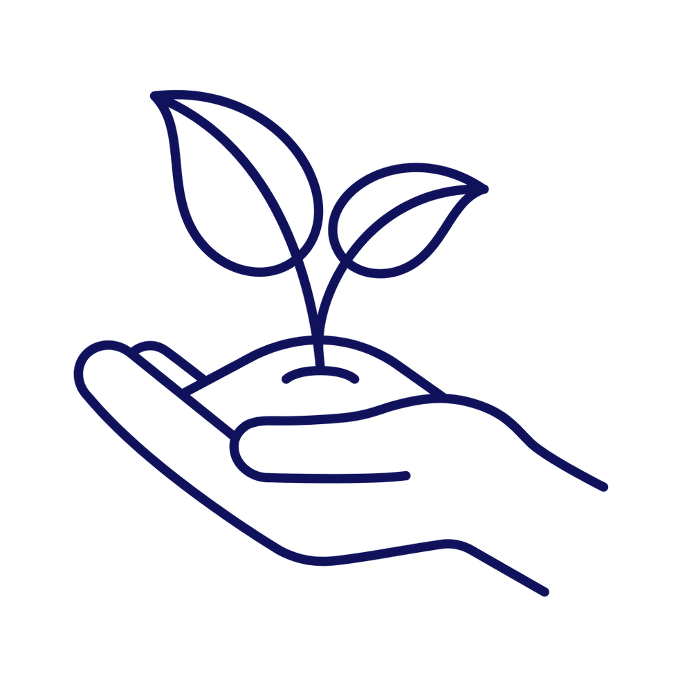 hand holding plant icon