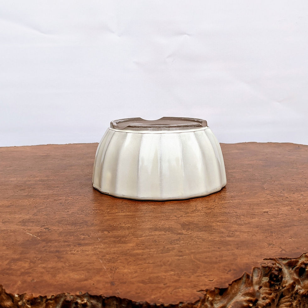 Thumbnail: 4”-5” Cream Glazed Round Japanese Pot 0428