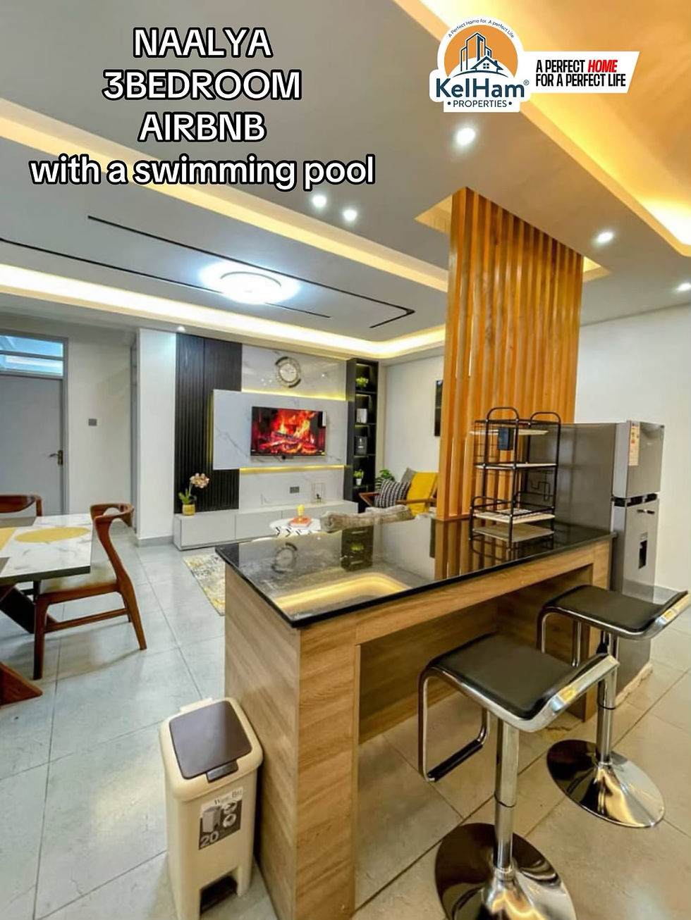 3bedroom Airbnb available for both short and long stays in Naalya estate price 350k per ni