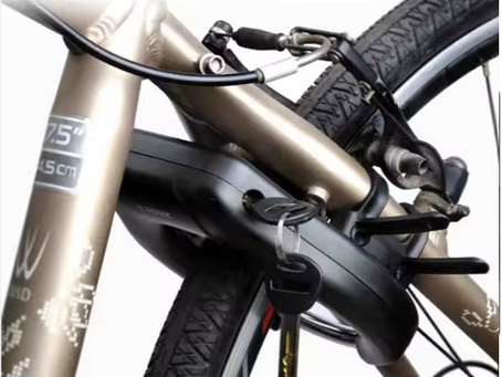 A horseshoe lock on a bike