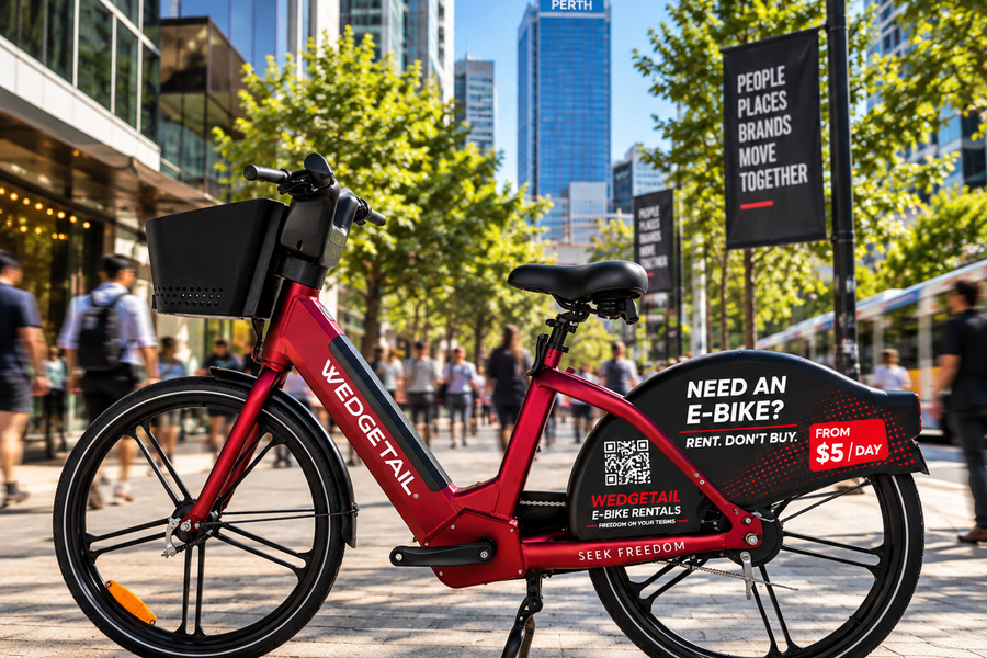 An e-bike parked in the shade, out of direct sun