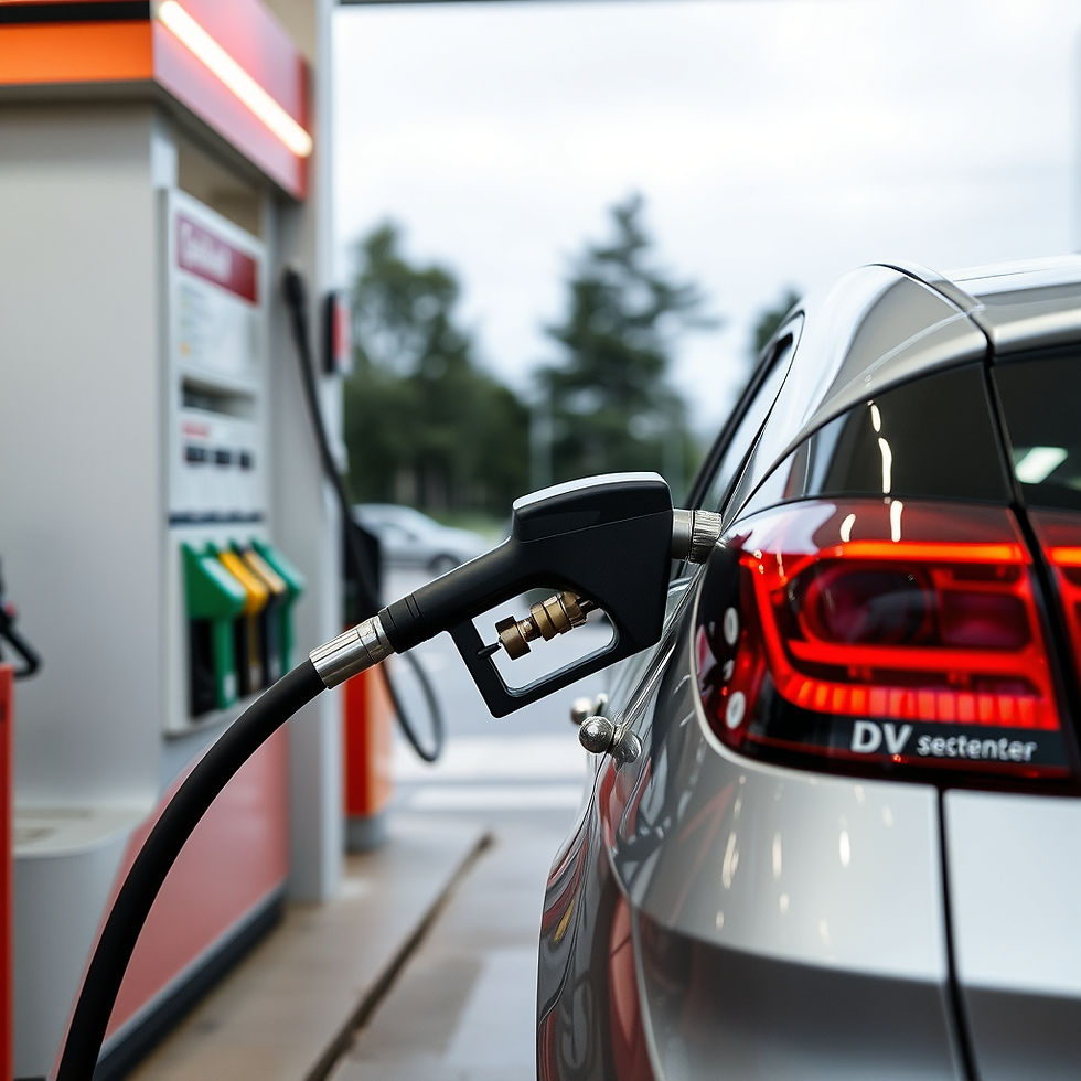A car being filled at a petrol station