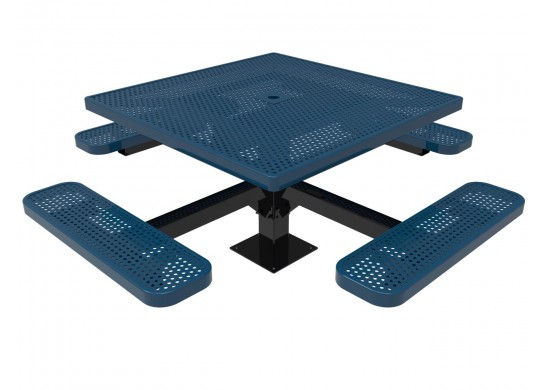 Thumbnail: Square Single Pedestal Picnic Table with Perforated Steel