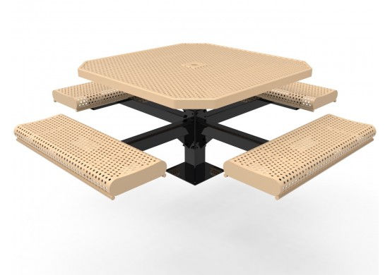 Thumbnail: Octagon Rolled Edge Single Pedestal Picnic Table with Perforated Steel