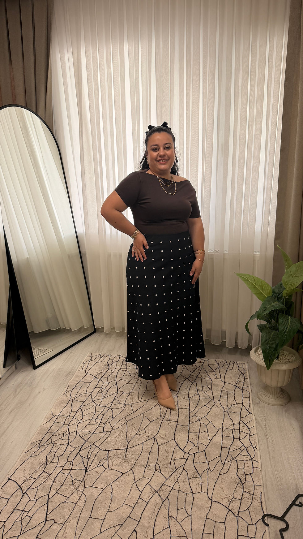 Küçük resim: Serena Puantiyeli Antrasit Etek