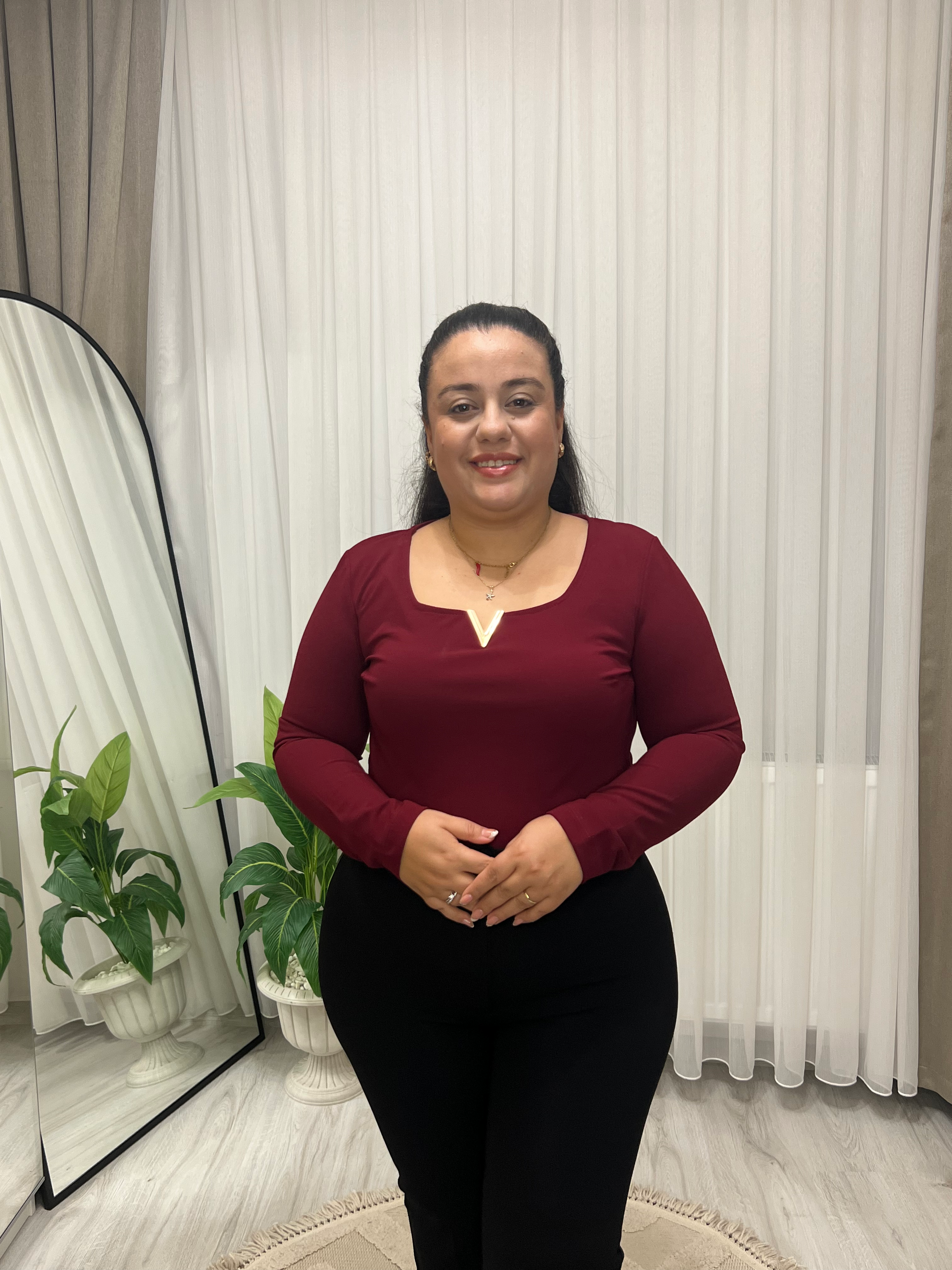 Vina V Yaka Gold Bordo Bluz