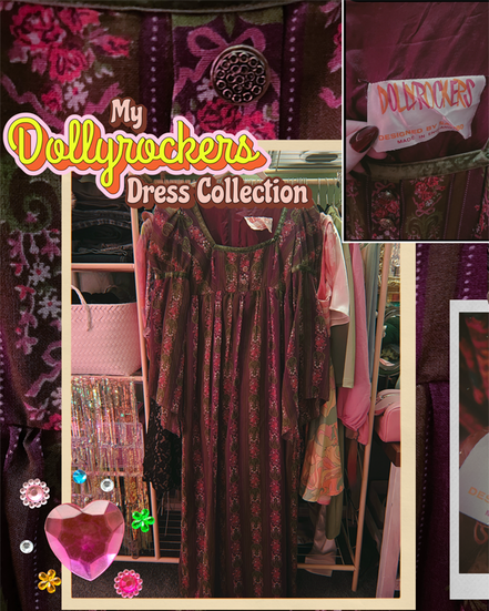Angel sleeve juliet dress vintage 1960s dollyrocker by sambo in a purple print with moss green velvet piping