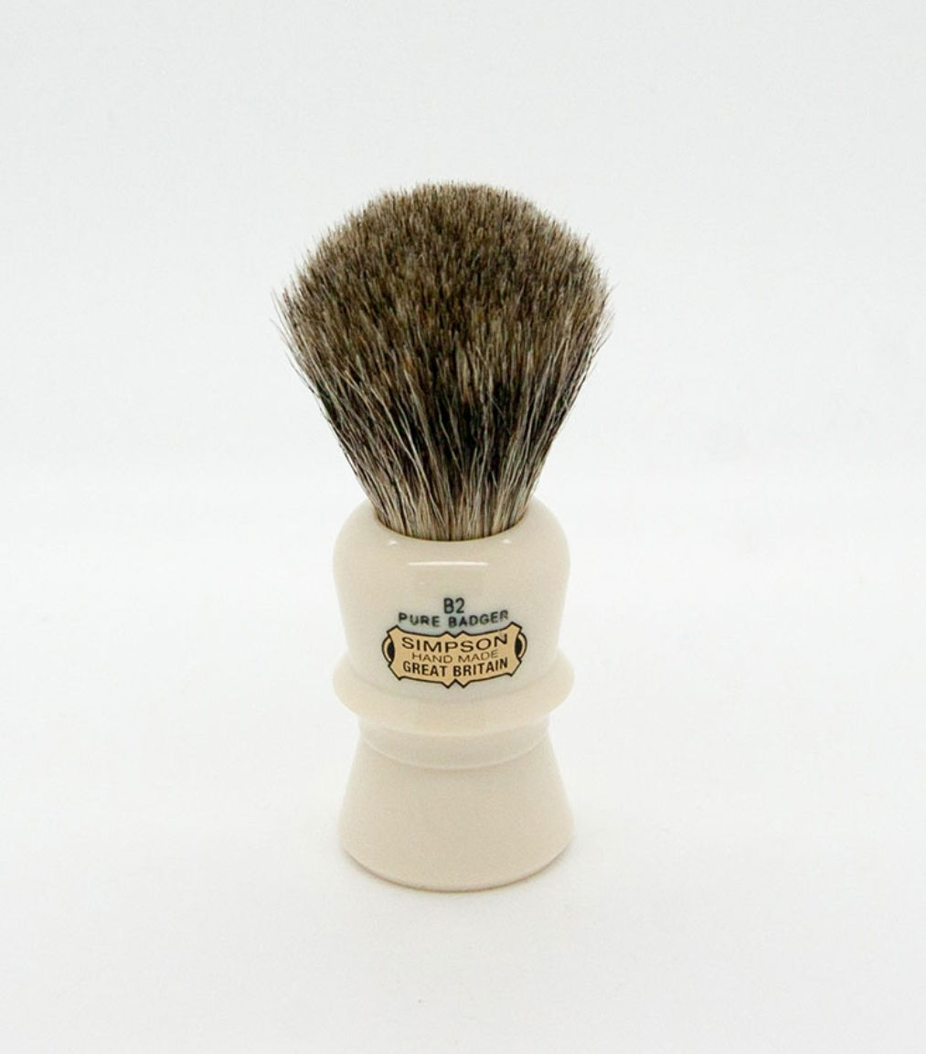 Simpsons Beaufort B2 Pure Badger Faux Ivory Shaving Brush 
