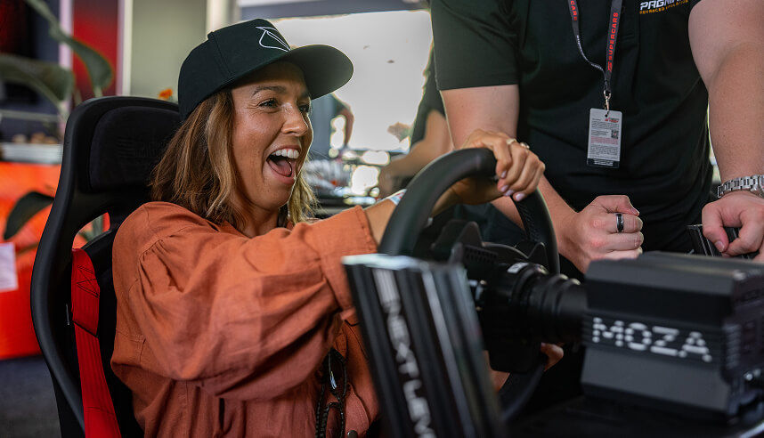 sally fitzgibbons car racing simulator