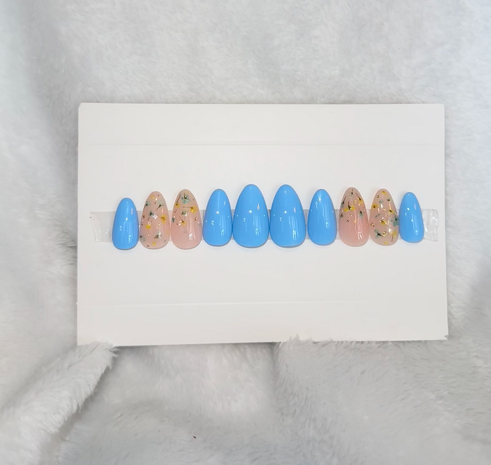 Aqua Meadows (with real pressed and dried flowers)