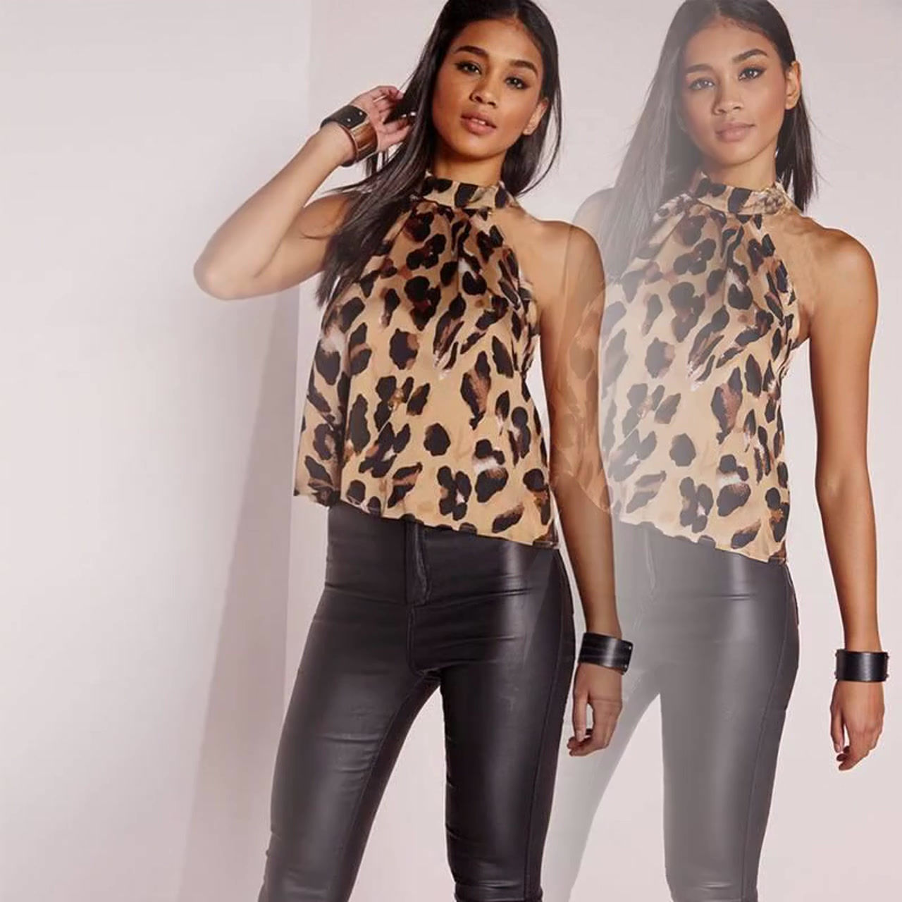 Leopard Print Halter Blouse