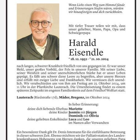Nachruf Harald Eisendle