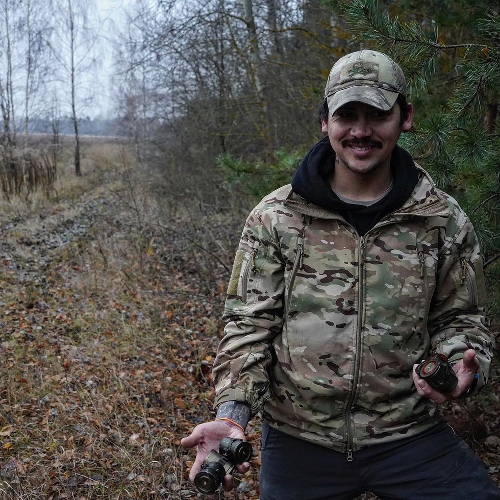 We walked the perimeter and where Miami and Ryan had ambushed the Russians with mark19s. To our surprise and luck, we were able to located the same casing from which they fired. Miami is holding those same casings in his hand seen here.