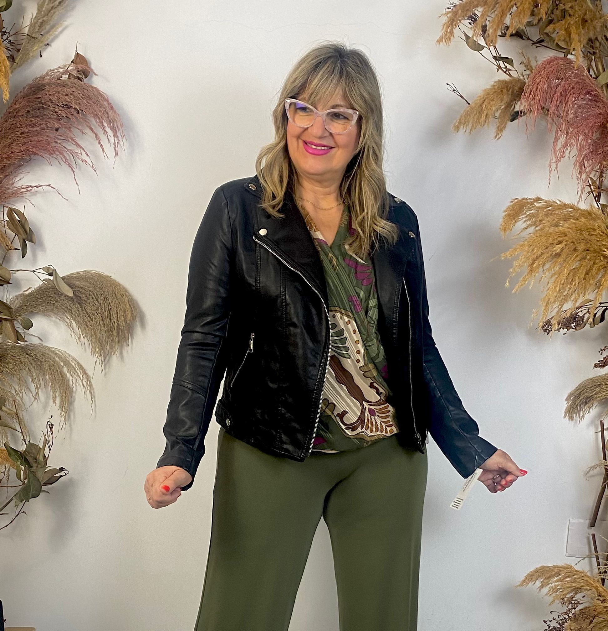 Giacca in finta pelle nera Rosi