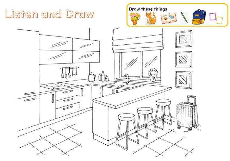 位置を表す前置詞の活動【Listen and Draw】聞く用
