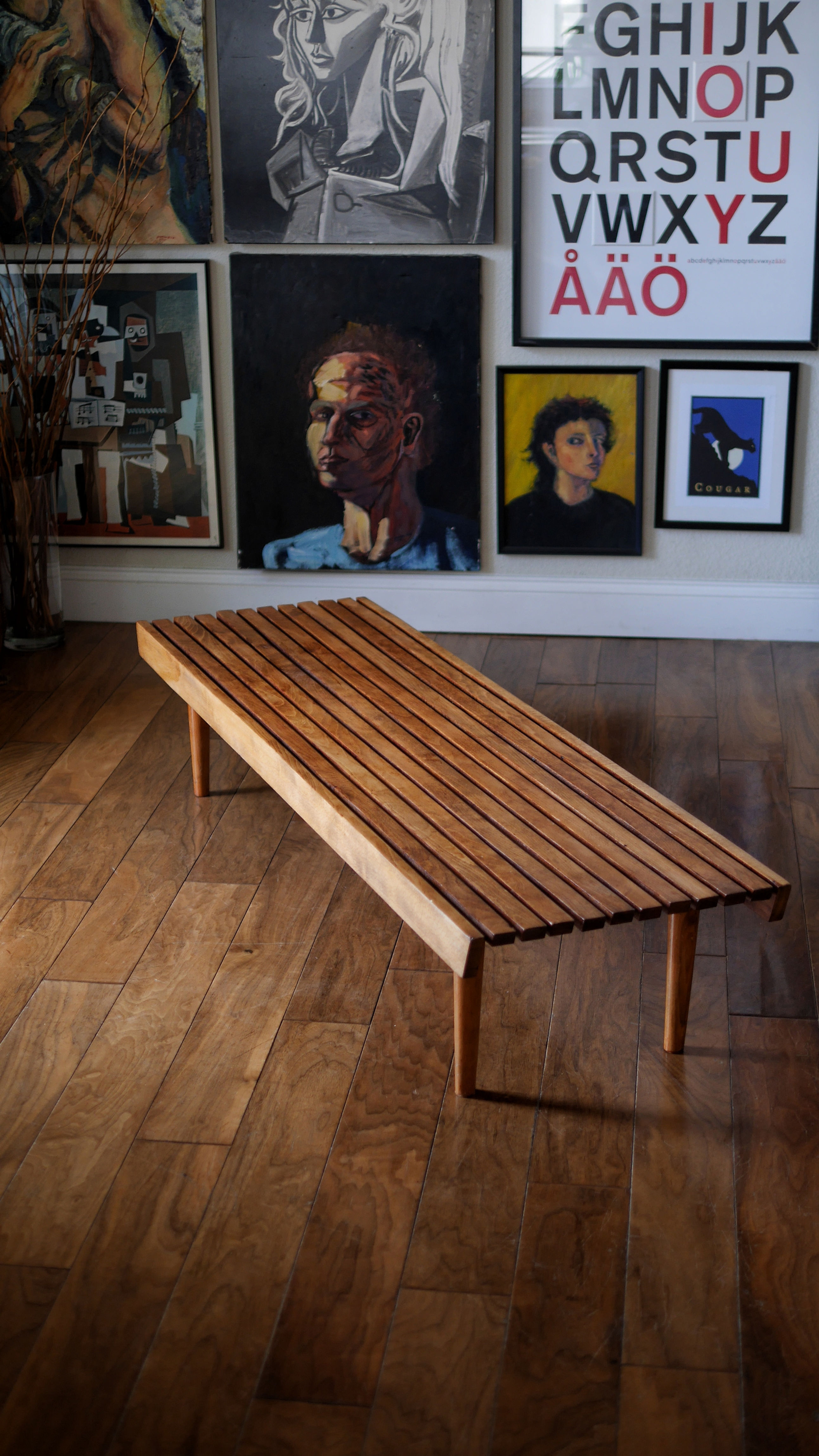 Vintage MCM Slat Bench