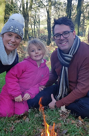 Family lighting fires on Bushcraft activity. Near Grizebeck, Lake District.