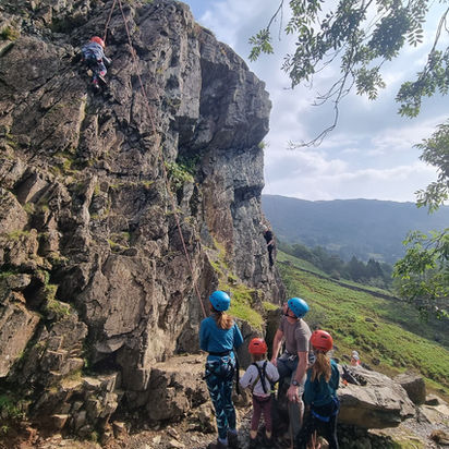 Family rock climbing.