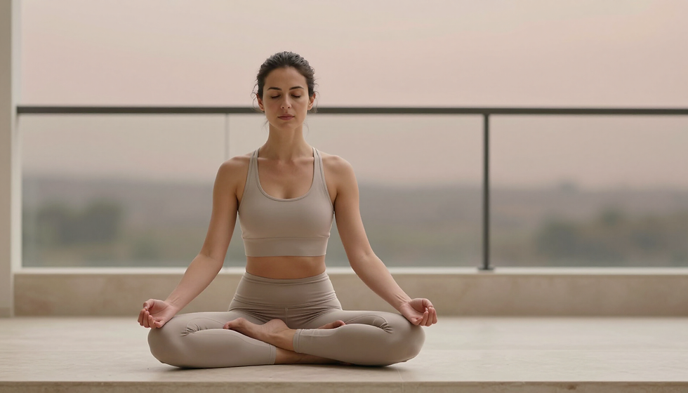 Yoga au coucher du soleil et méditation