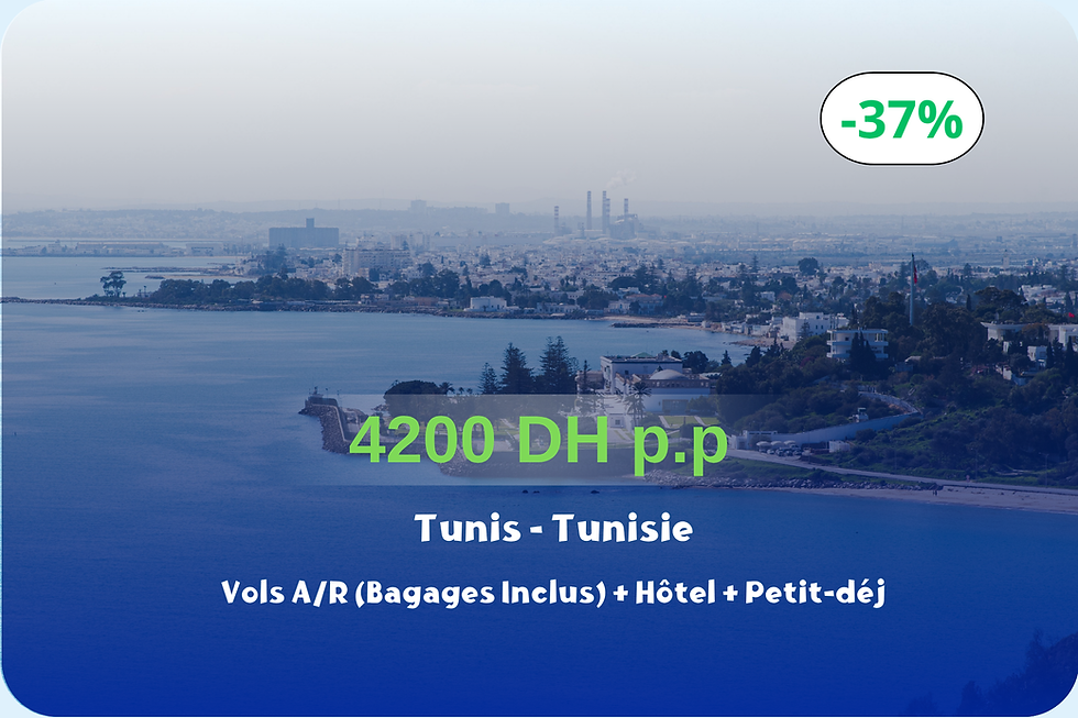 Offrez-vous 8 jours à Tunis en août avec vols A/R avec bagages, hôtel et petit-déjeuner à prix doux 🥰🥰