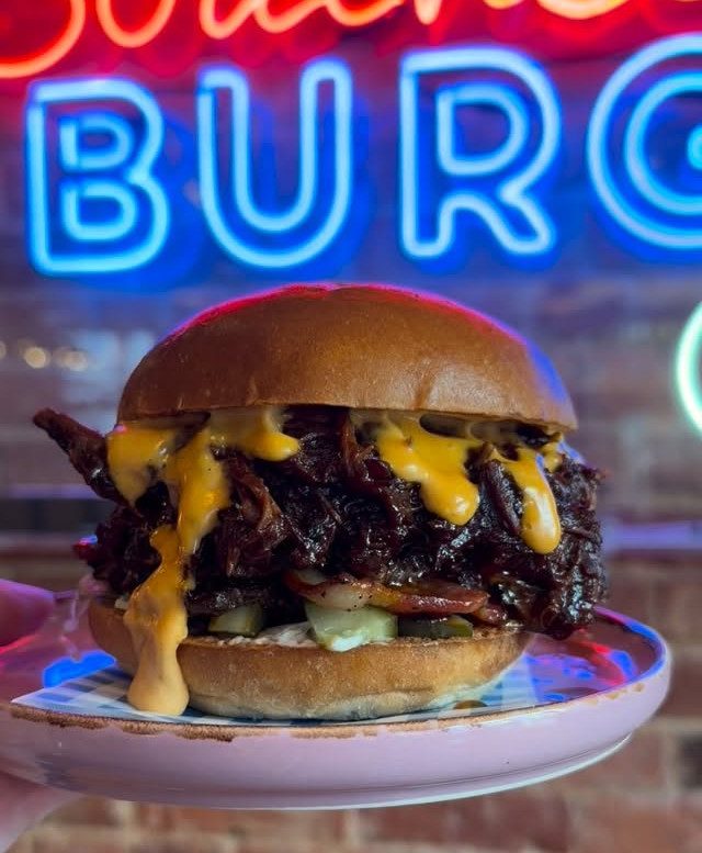 Smash burger at Meat & Barrel, Palmerston Road, Southsea