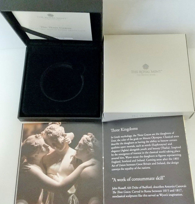 サムネイル： 商品名2020 THREE GRACES SILVER PROOF £5 ROYAL MINT COIN GREAT ENGRAVERS SERIES SECO