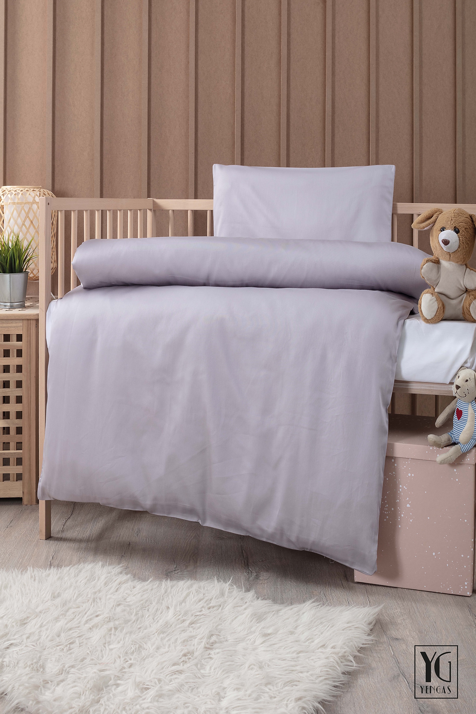 Miniaturbild: YENGAS Kinderbettwäsche mit Reißverschluss, einfarbig, 100% Baumwolle, Renforcé