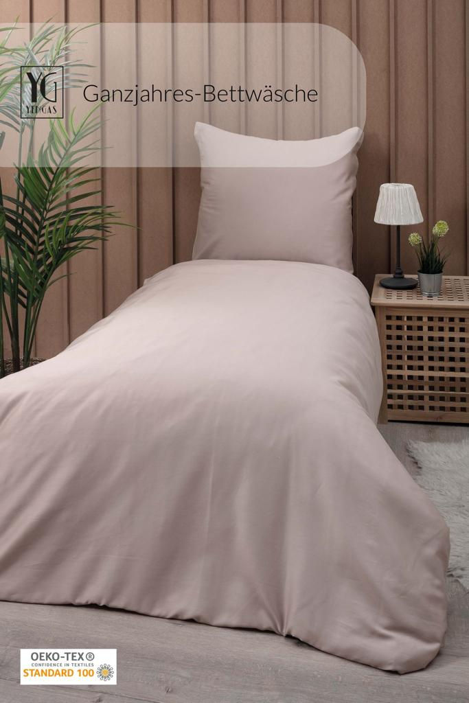 Miniaturbild: YENGAS Bettwäsche mit Reißverschluss, 155x200cm, 100% Baumwolle, Renforcé, beige